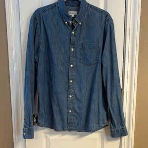 GAP Men's Denim Casual Button Down Shirt Size L